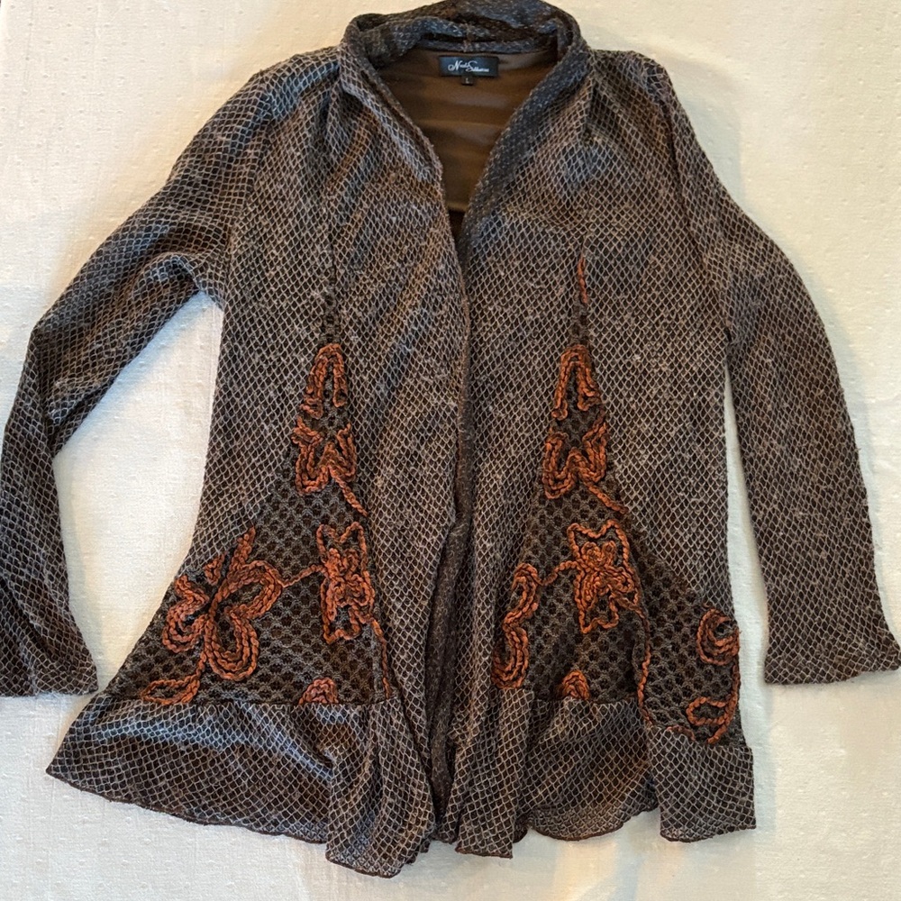 Nicole Sabbattini Brown and Rust Knit Sweater